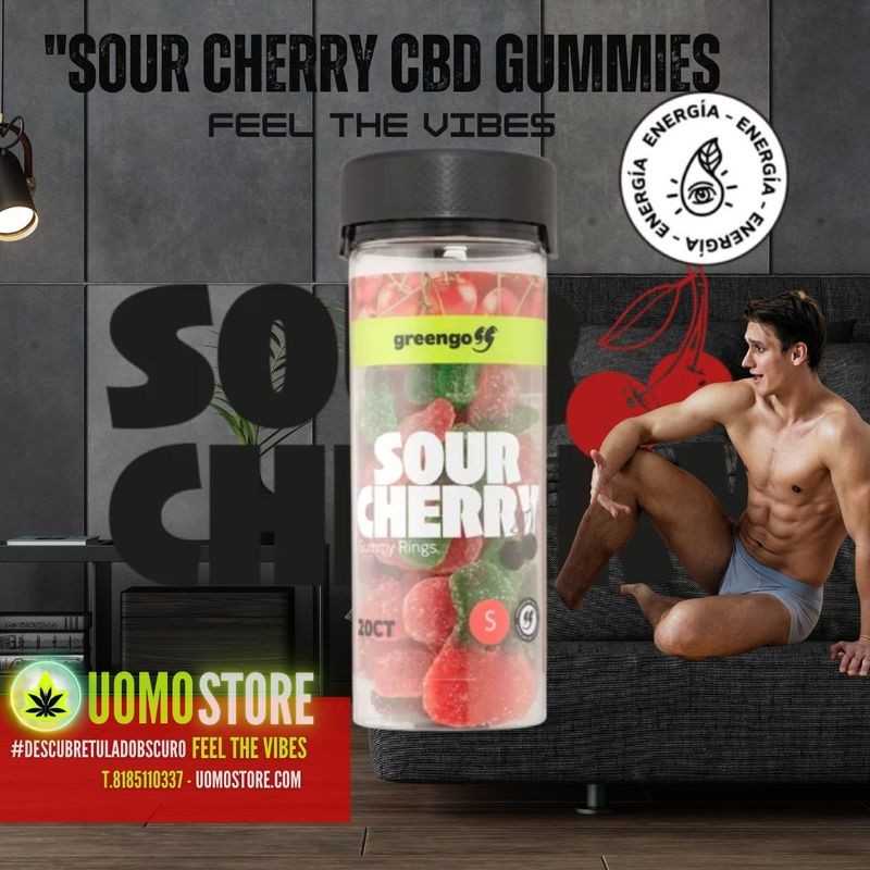 Frasco de Gomitas Cereza Acida Delta8+CBD Sativa 20CT de Greengo en Gomitas | Uomo Store Frasco de Gomitas Cereza Acida Delta8+CBD Sativa 20CT de Greengo en Gomitas | Uomo Store